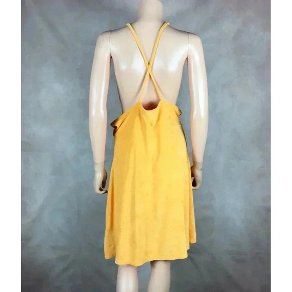 H&M Orange Terry Halter Beach Summer Dress LARGE - Picture 4 of 13